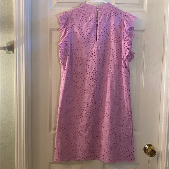 TCEC Lavender Pink Hue Eyelet Dress with Ruffled Sleeves - Picture 9 of 14